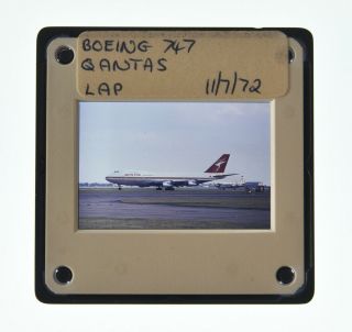 35mm Slide Aircraft 1972 Boeing 747 Qantas Australian A/w At Heathrow A73