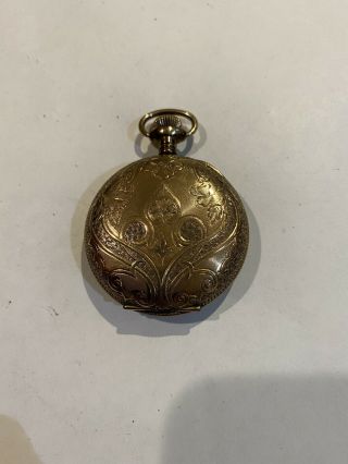 Seth Thomas Scare Antique Pocket Watch 6 Size Gold Filled Hunting Case Runs