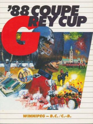 1988 Vintage Cfl Grey Cup Program En Francais Winnipeg Blue Bombers B.  C.  Lions