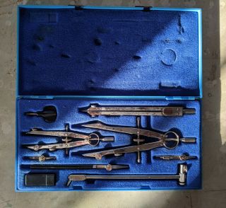 Vintage Charles Bruning 64 - 128 Compass Drafting Set With Case Germany