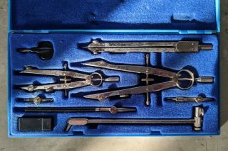 Vintage Charles Bruning 64 - 128 Compass Drafting Set with Case Germany 2