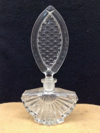 Vintage Glass Perfume Bottle Crystal Clear W/ Stopper