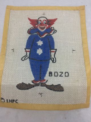 Needlepoint Vintage Printed Canvas Only Bozo Clown Red Blue White 7x9 Craft