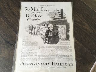 Pennsylvania Railroad 1928 Ad For Dividend Checks 1928