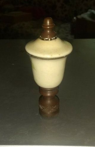 Antique Hand - painted Porcelain And Bronze Lamp Finial 2