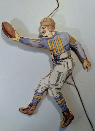 Vintage Wood Midwest Pull String Toy X - mas/Decor Ornament Football - Baseball 3