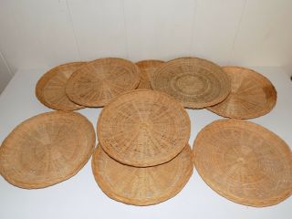 Vintage Wicker Woven Paper Plate Holders Set Of 10