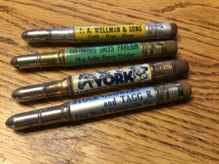 Vintage Bullet Pencils Nebraska Livestock Sales Set Of 4