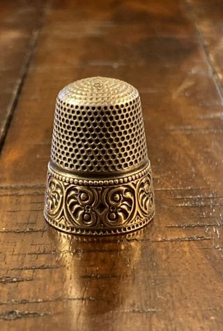 Antique Thimble Stern Bros.  Sterling With Gold Band