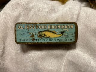 Al Foss Shimmyette Fly Rod Wiggler Old Fishing Lure In Tin Box