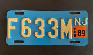 Vintage 1989 Jersey Motorcycle License Plate F633m