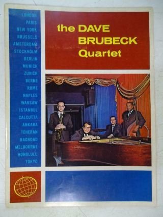 1964 Vintage Dave Brubeck Jazz Quartet Autographed Program Gene Wright Morello