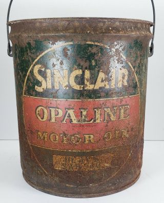 Vintage Sinclair Opaline Motor Oil 5 Gallon Oil Can Rusty