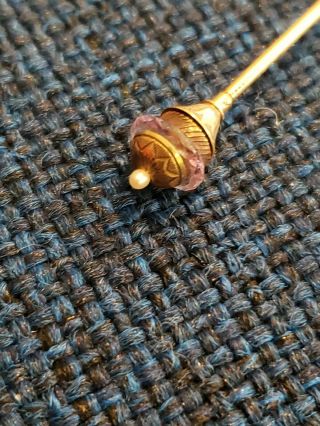 Antique Victorian 1800s Amethyst 14k Gold Stick Hat Pin
