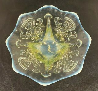 Antique Vaseline Uranium Opalescent Glass Bowl
