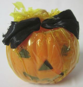 Small Vintage Plastic Halloween Jack - O - Lantern Pumpkin Candy Container