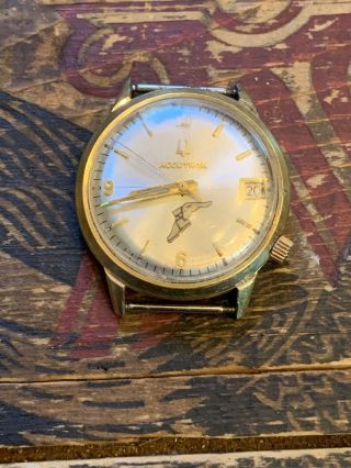 Vintage Bulova N6 Accutron 10k Rolled Gold Plated Presentation Watch Goodyear