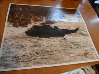 Naval Air Squadron 814 Signed Photo,  Sea King Helicopter Signed By 4 Crew 8 X 10