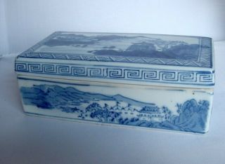Vintage Blue & White Porcelain Ceramic Trinket Box With Lid