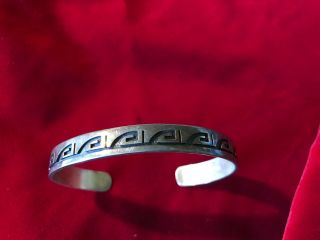 Vtg Sterling Silver.  925 Native American Cuff Bracelet Marked