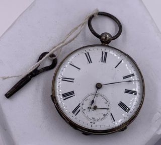 Antique Silver Gold Filled Cylindre Key Wind Pocket Watch