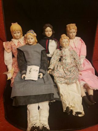 Five Vintage Yield House Little Women By Louisa May Alcott Porcelain Dolls - Built