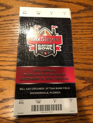 2018 Taxslayer Gator Bowl 12/31 Northwestern Wildcats Vs Texas A&m Ticket Stub