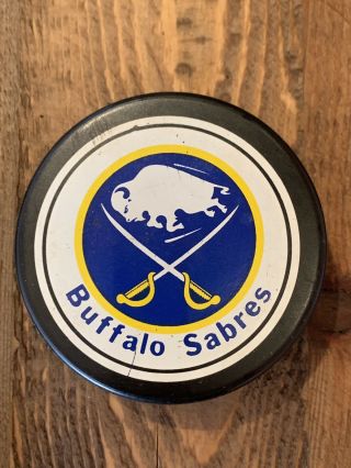 Old Buffalo Sabres Ring Nhl Logo Hockey Puck - Blank Back With Hole