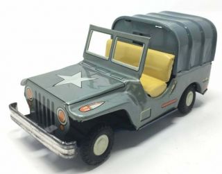 Vintage Friction Tin Toy Army Jeep Japan