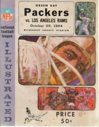1964 Green Bay Packers Vs Los Angeles Rams Program Bart Starr Vince Lombardi