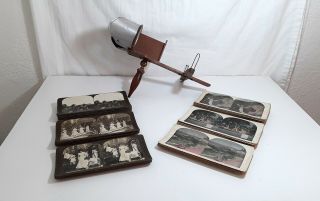 Antique Stereoscope 3d Viewer - American Stereoscopic Co.  - W/ 68 Cards