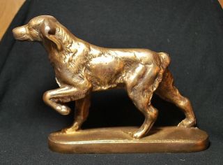 Antique Vintage Solid Bronze Dog Statue Art Sculpture Figure Bookend Spaniel