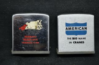 Vtg Zippo Advertising Tape Measures - American (name In Cranes) &hubbard