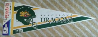 Barcelona Dragons Full Size Wlaf Football Pennant Early 90s Nfl Europe