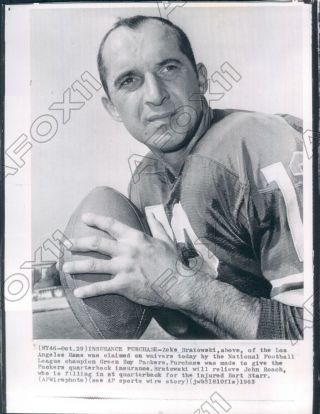 1966 Zeke Bratowski Green Bay Packer Football Hall Of Fame Press Photo