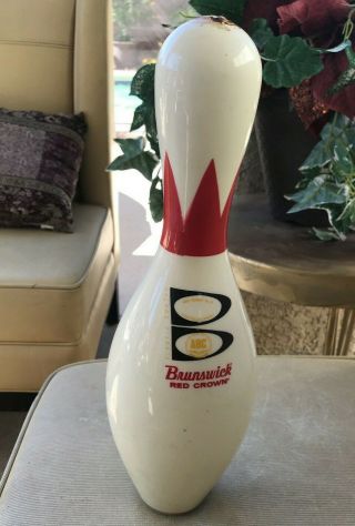Vintage Brunswick Red Crown Abc Approved Eagle Bowling Pin Plastic Coated Wood