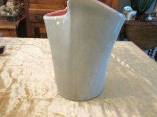 Vintage Art Deco Red Wing Vase - Gray - Pink Inside 10 " Tall