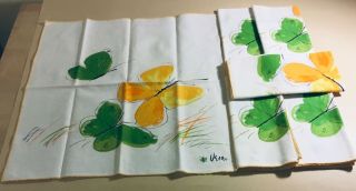 Vintage Set Of 6 Vera Napkins Green And Yellow Butterflies