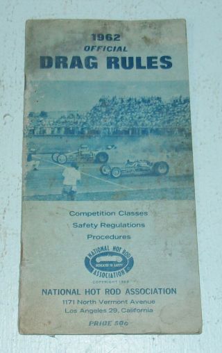 Vintage 1962 Official Drag Race Rules Book National Hot Rod Association