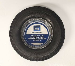 Vintage Seiberling Tire Ashtray With Glass Insert - 1950 