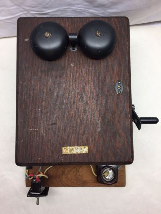 Antique Western Electric Oak Wood Telephone Ringer Crank Box 5 Magneto
