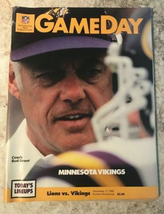 1985 Detroit Lions Vs Minnesota Vikings Gameday Program - Silverdome Bud Grant