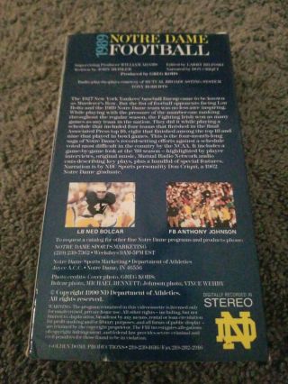 NOTRE DAME 1989 FOOTBALL SEASON Season VHS TAPE 2
