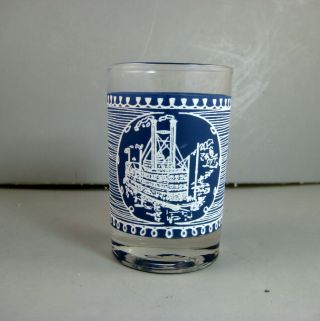 6 Vintage Royal China Currier And Ives Steamboat 3 1/2 " Juice Glasses