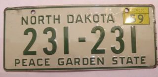 1959 North Dakota Bakers Chocolate Wheaties Cereal Mini Bike License Plate Sign