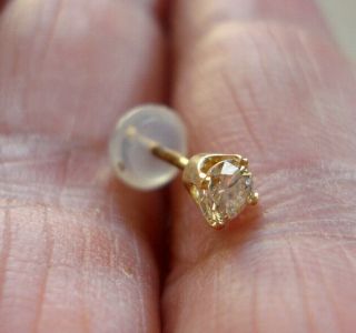 Antique 14kt Gold Diamond Single Pierced Earring,  Threaded Post,  No Back