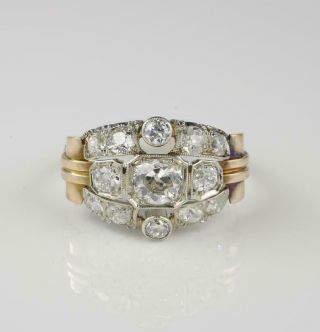 Antique Vintage Round White Diamond Engagement Wedding Ring 14k White Gold Over