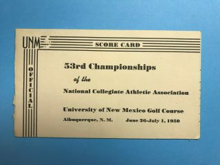 Vintage Golf Scorecard 1950 53rd Ncaa Golf Championship Official Score Card