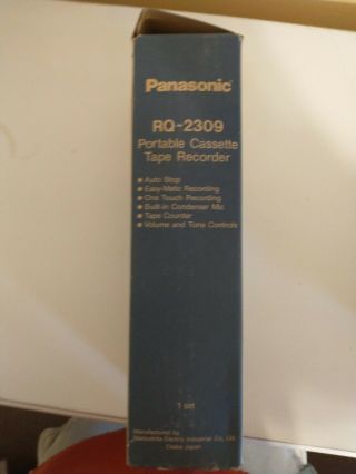 Vintage 1984 Panasonic Portable Cassette Recorder Player RQ - 2309A box 3