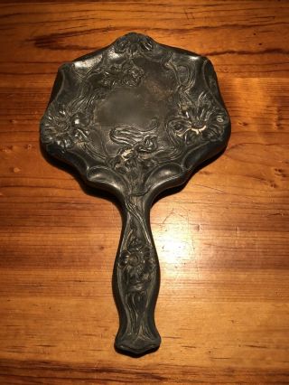 Vintage Silver Plated Vanity Hand Mirror Gc